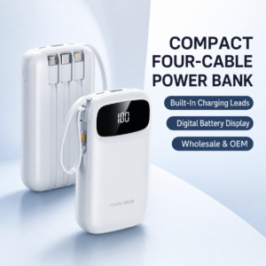Compact Four-Cable Power Bank with Digital Display