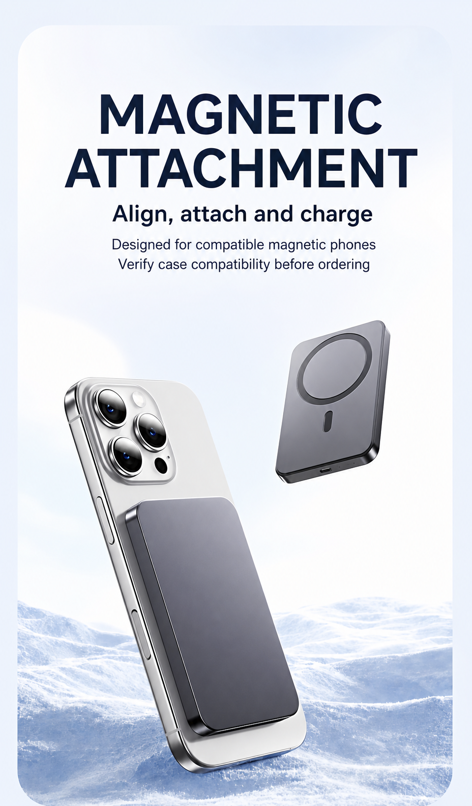 Magnetic attachment layout for compatible phones