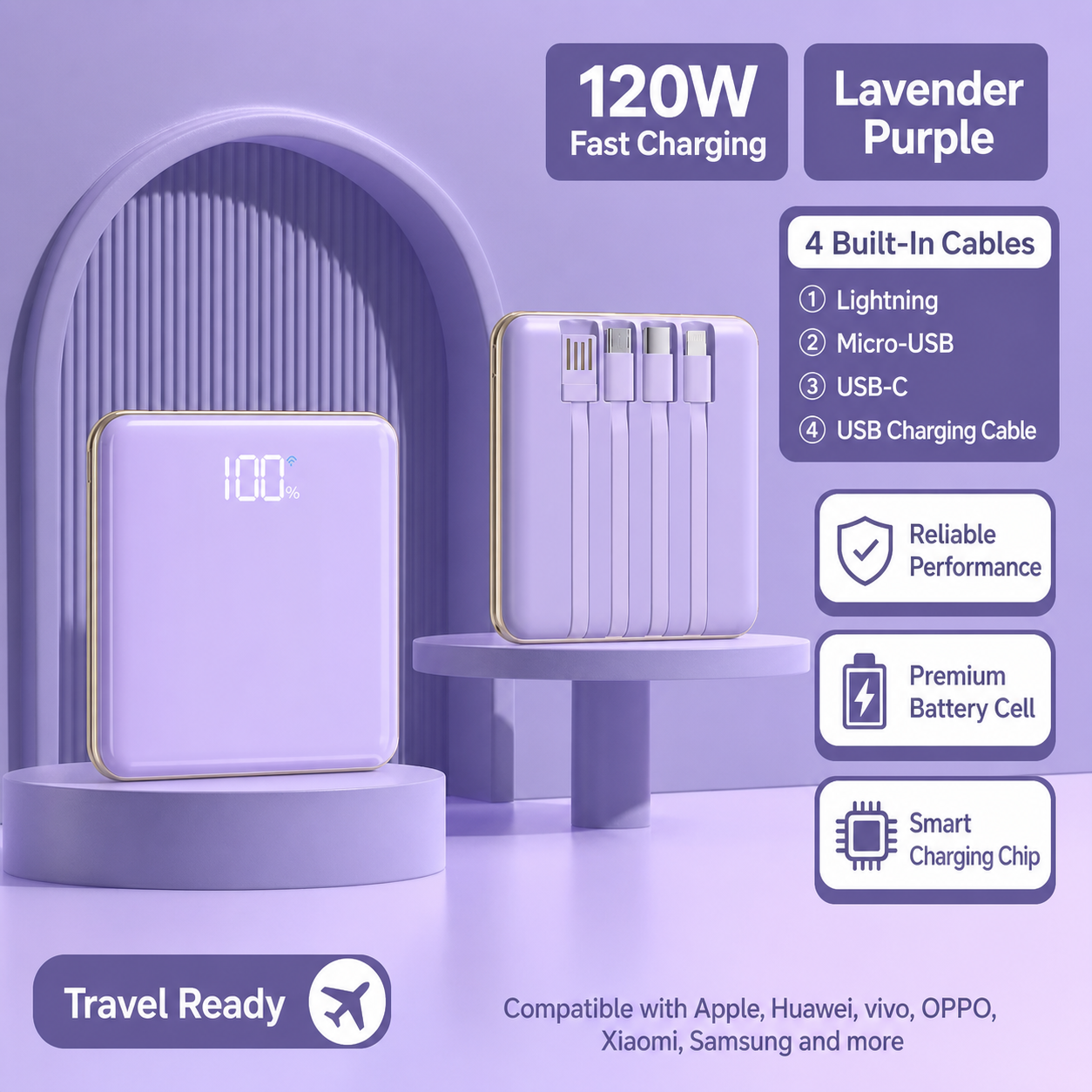 Lavender Purple power bank color option