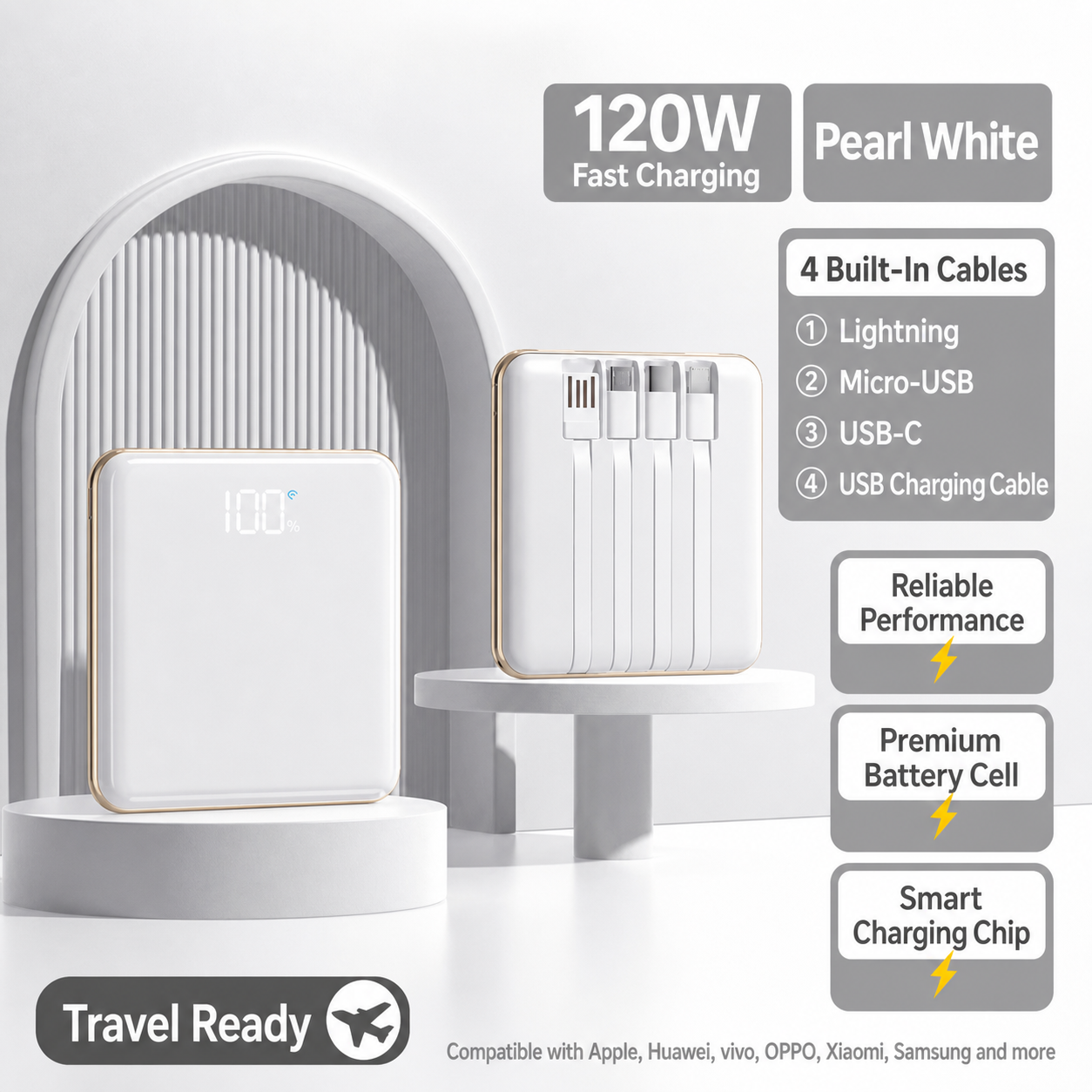 Pearl White power bank color option